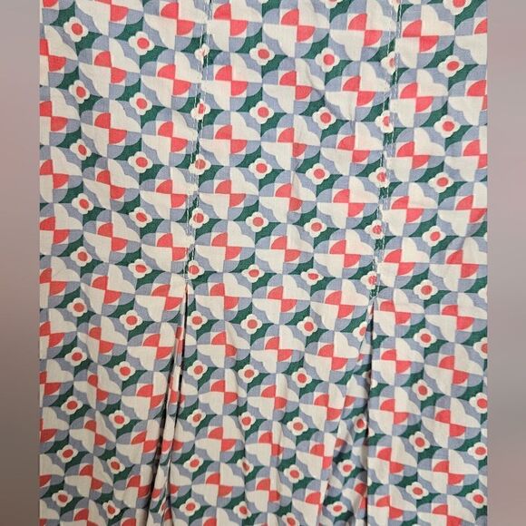 Anthropologie Maeve Pleated Mini Skirt Blue Geometric Floral Plus Size 4 - Picture 6 of 11